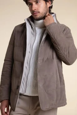 Mens quilted suede jacket