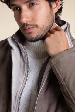 Mens quilted suede jacket