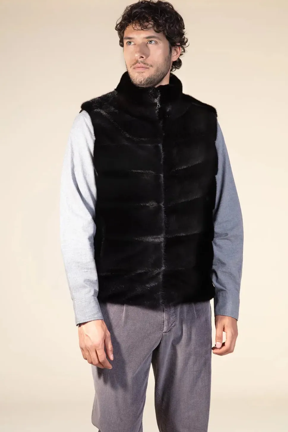 Mens real fur vest