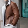 Mens shearling jacket brown