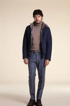 Mens suede shearling jacket