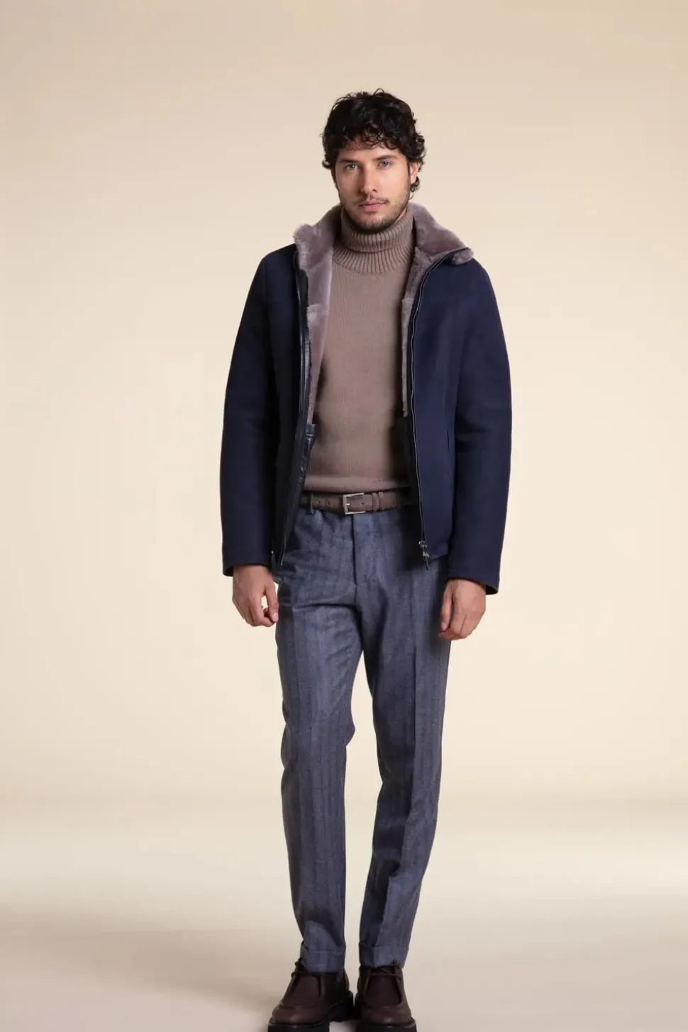 Mens suede shearling jacket