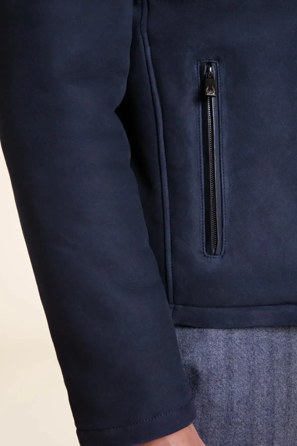 Mens suede shearling jacket