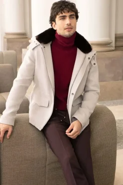 Mens winter jacket with fur hood