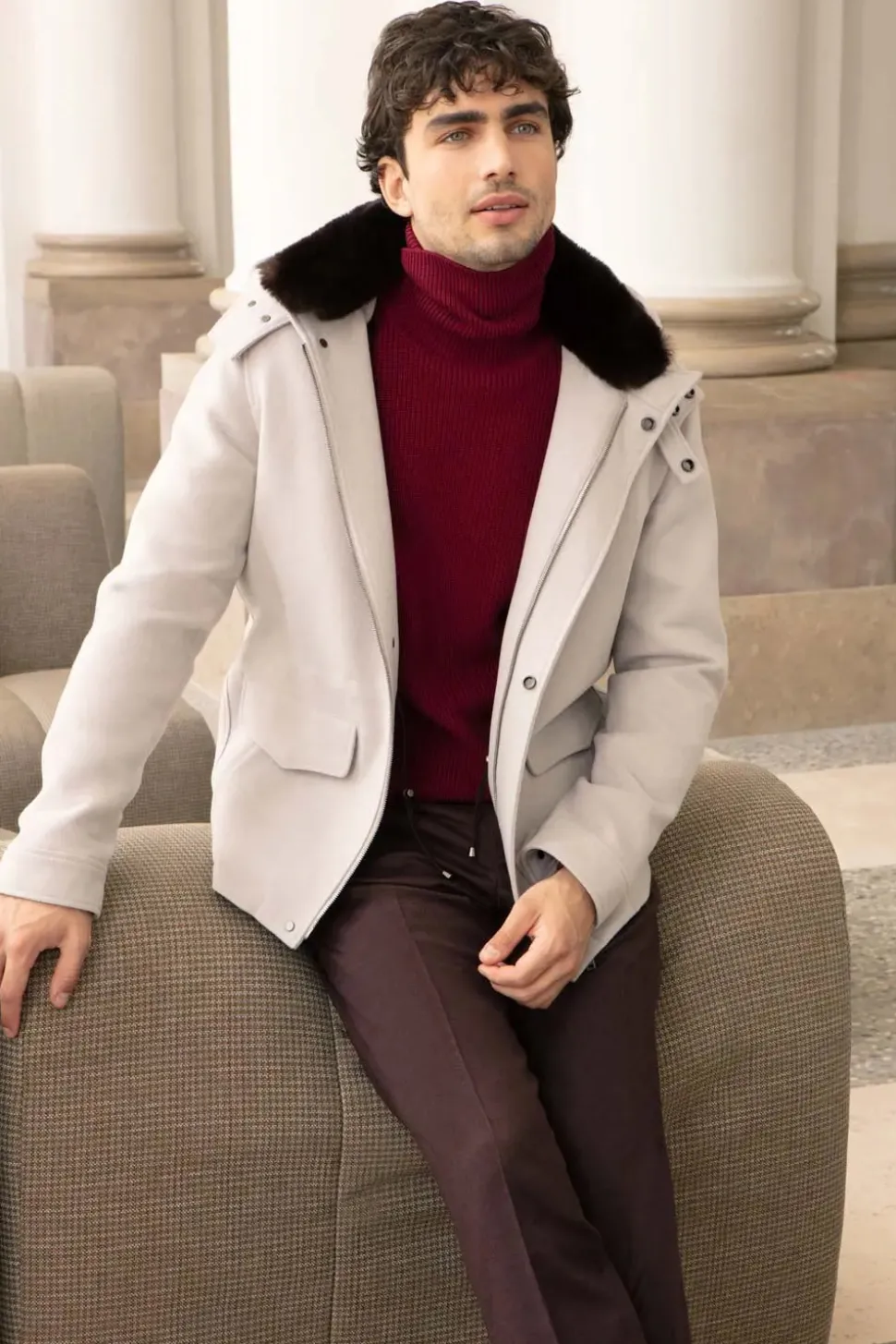 Mens winter jacket with fur hood