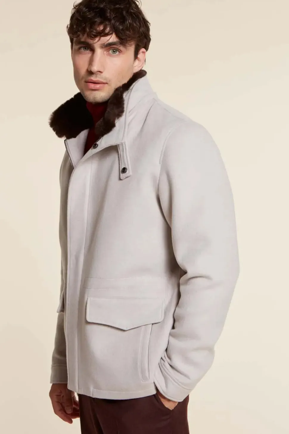 Mens winter jacket with fur hood