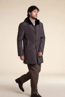 Mens winter parka with fur hood