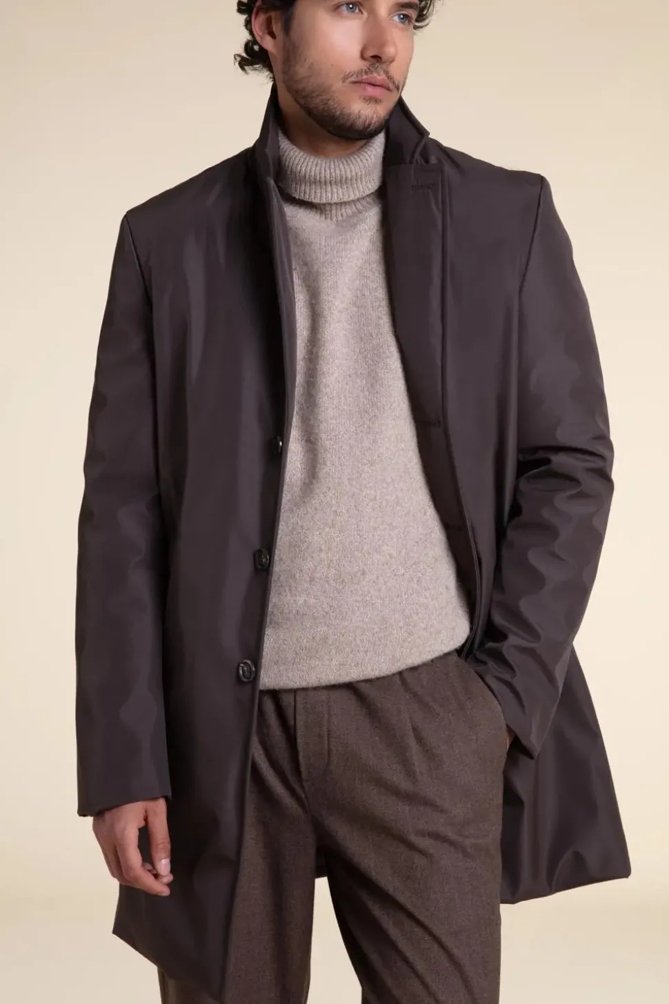 Mens winter parka with fur hood
