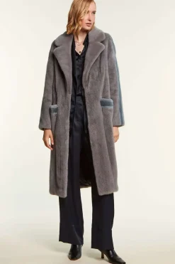 Mink coat with light blue inserts