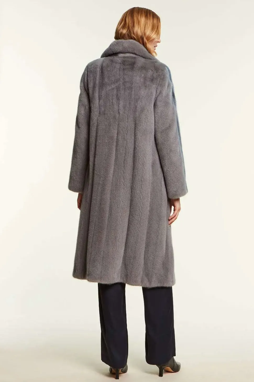 Mink coat with light blue inserts