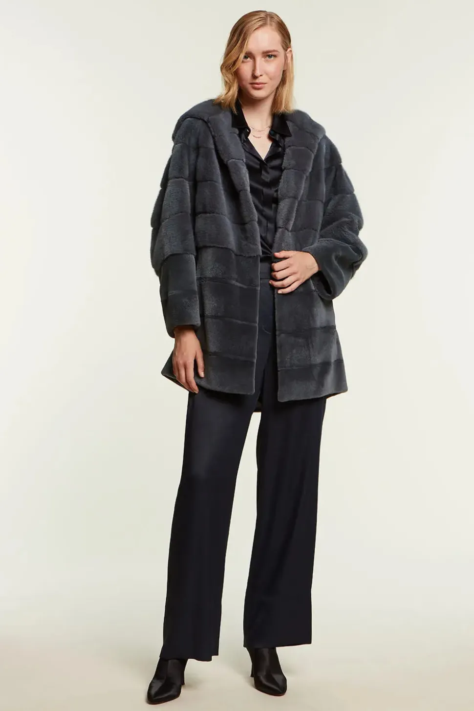 Mink coat with sheared and not sheared mink