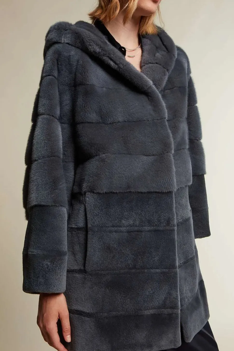 Mink coat with sheared and not sheared mink