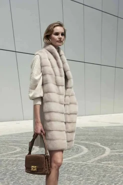 Mink fur vest pearl