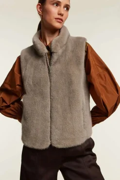 Mink fur vest womens