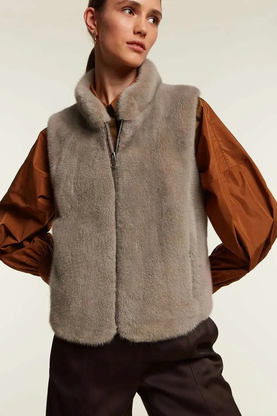 Mink fur vest womens