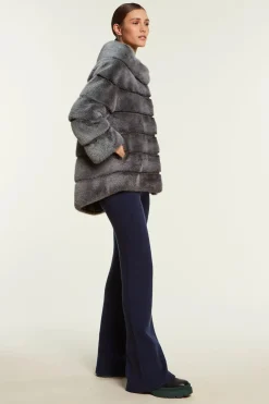 Mink jacket dark grey