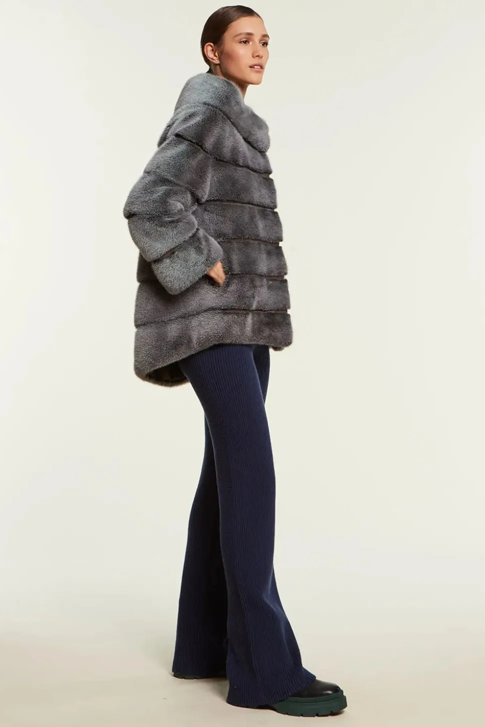 Mink jacket dark grey