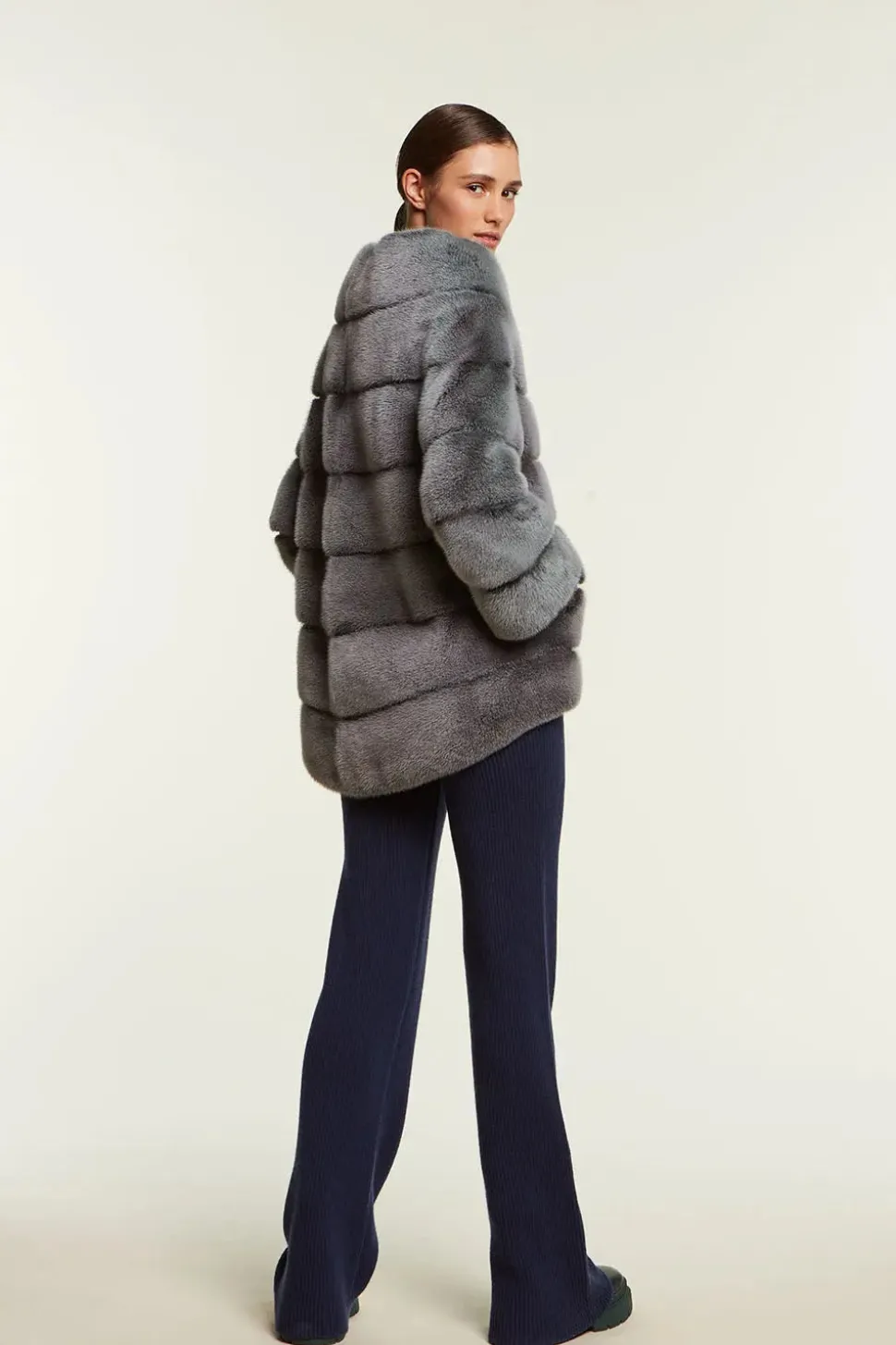 Mink jacket dark grey