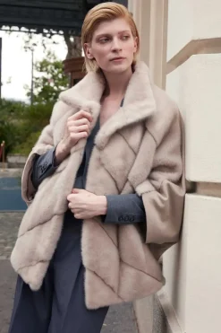 Mink trimmed cape
