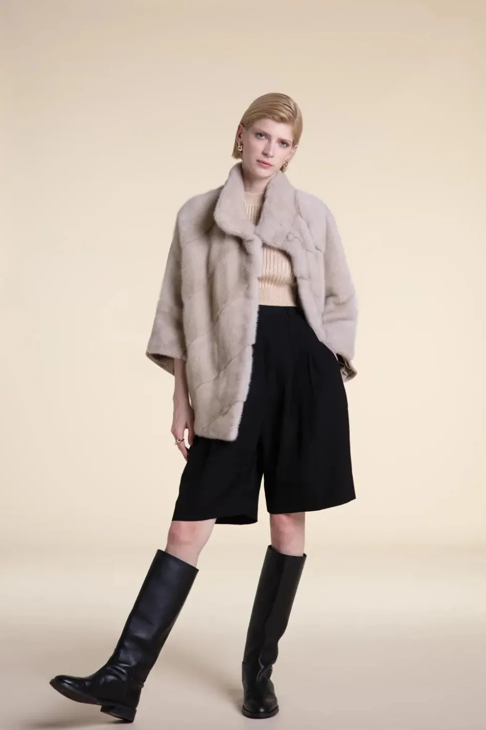 Mink trimmed cape