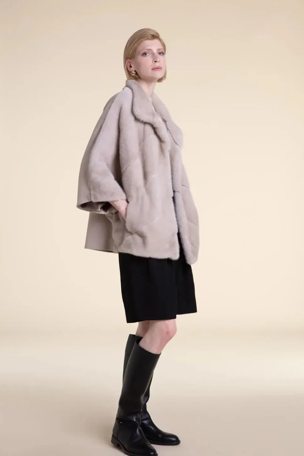 Mink trimmed cape