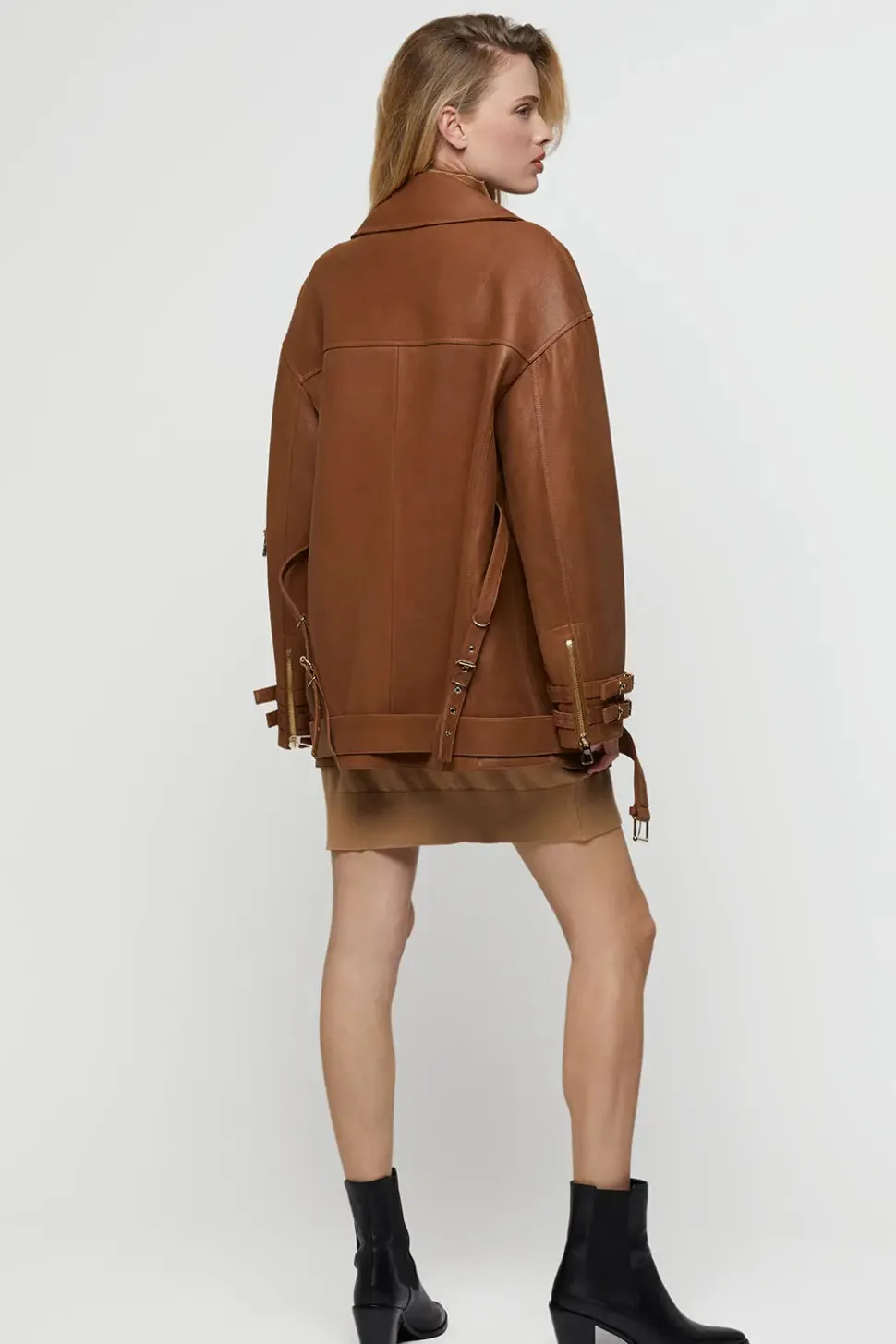 Oversize biker leather jacket