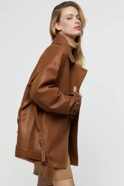 Oversize biker leather jacket
