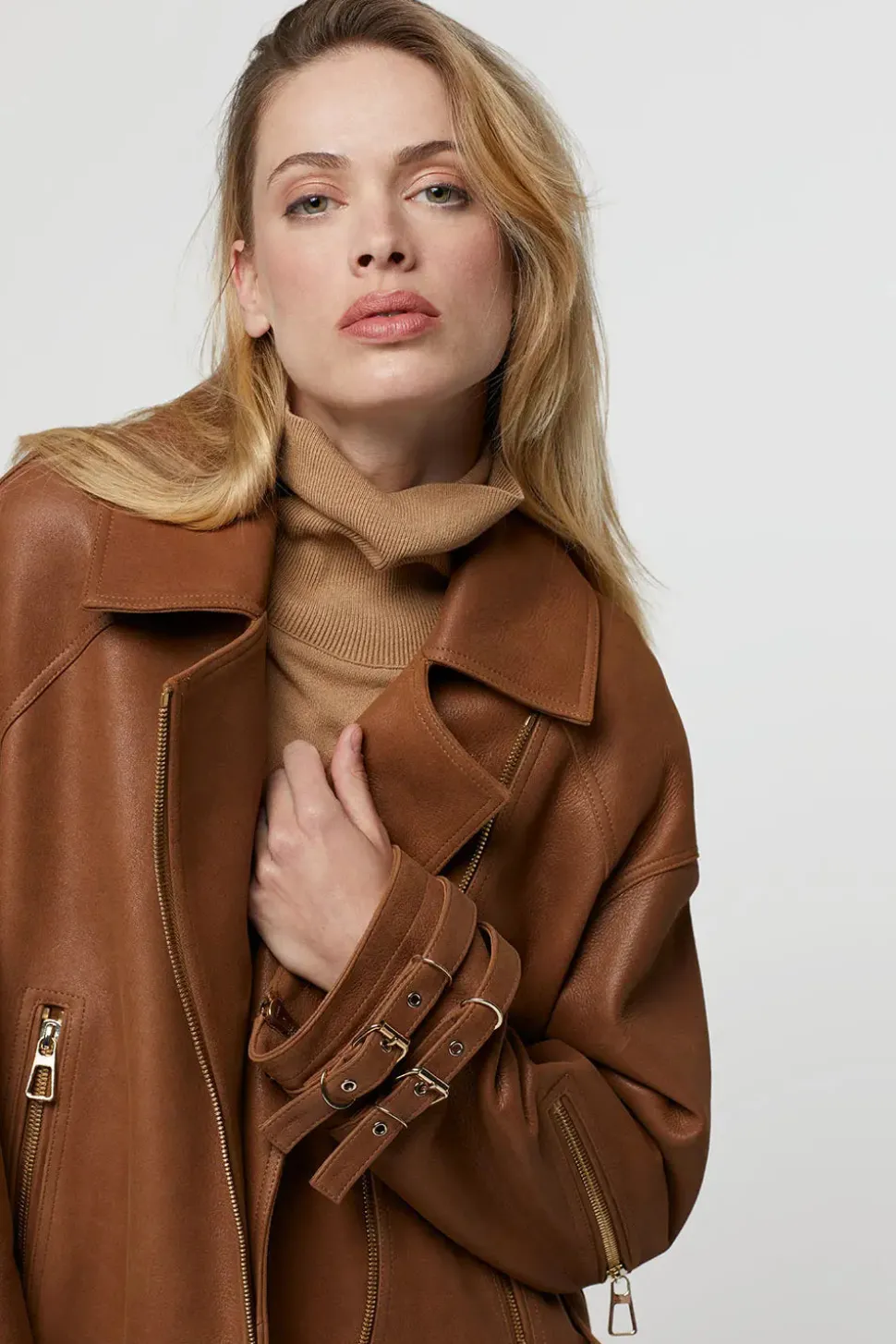 Oversize biker leather jacket