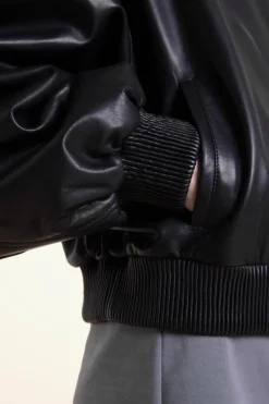 Oversized bomber leather jacket