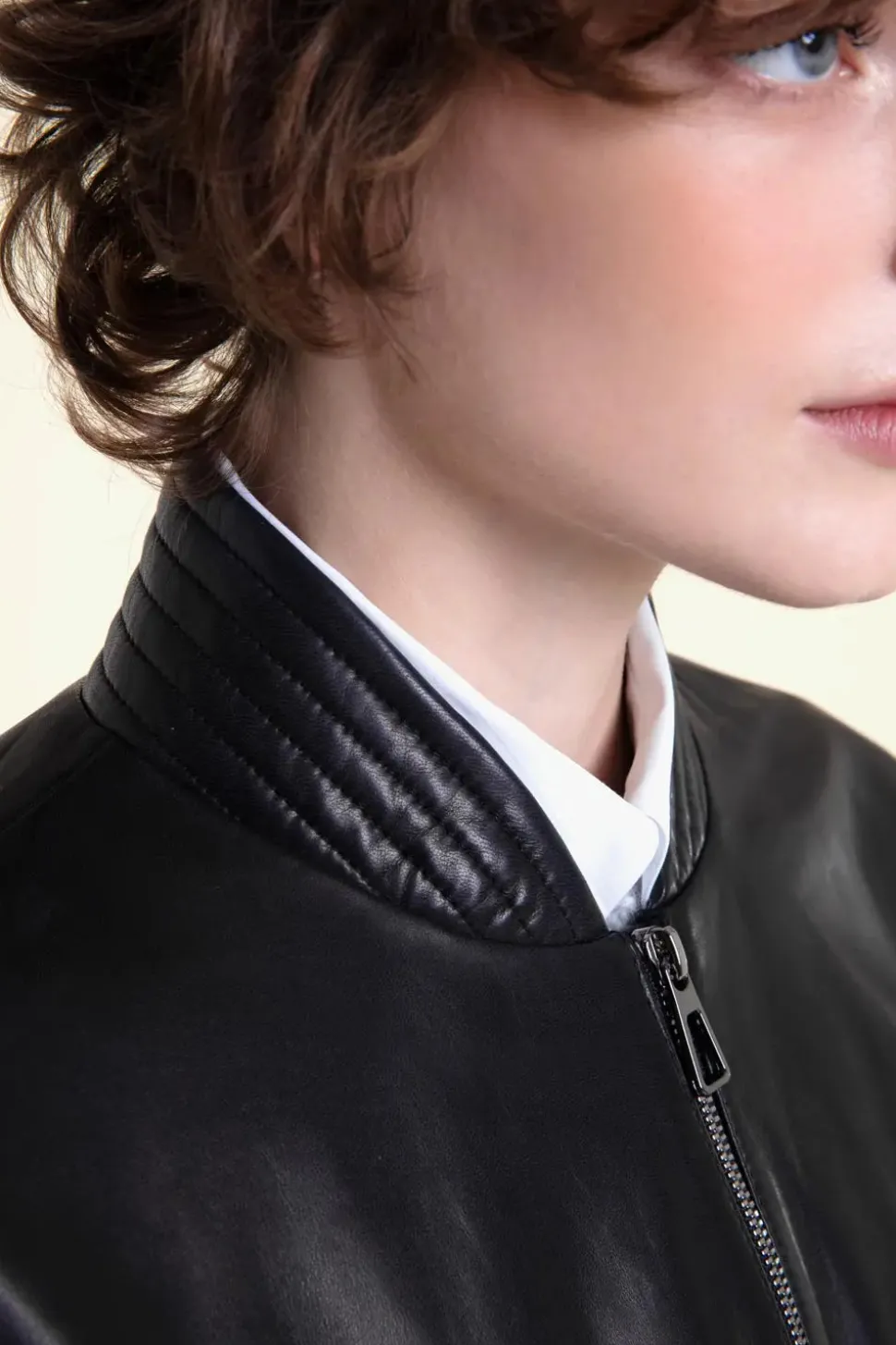 Oversized bomber leather jacket