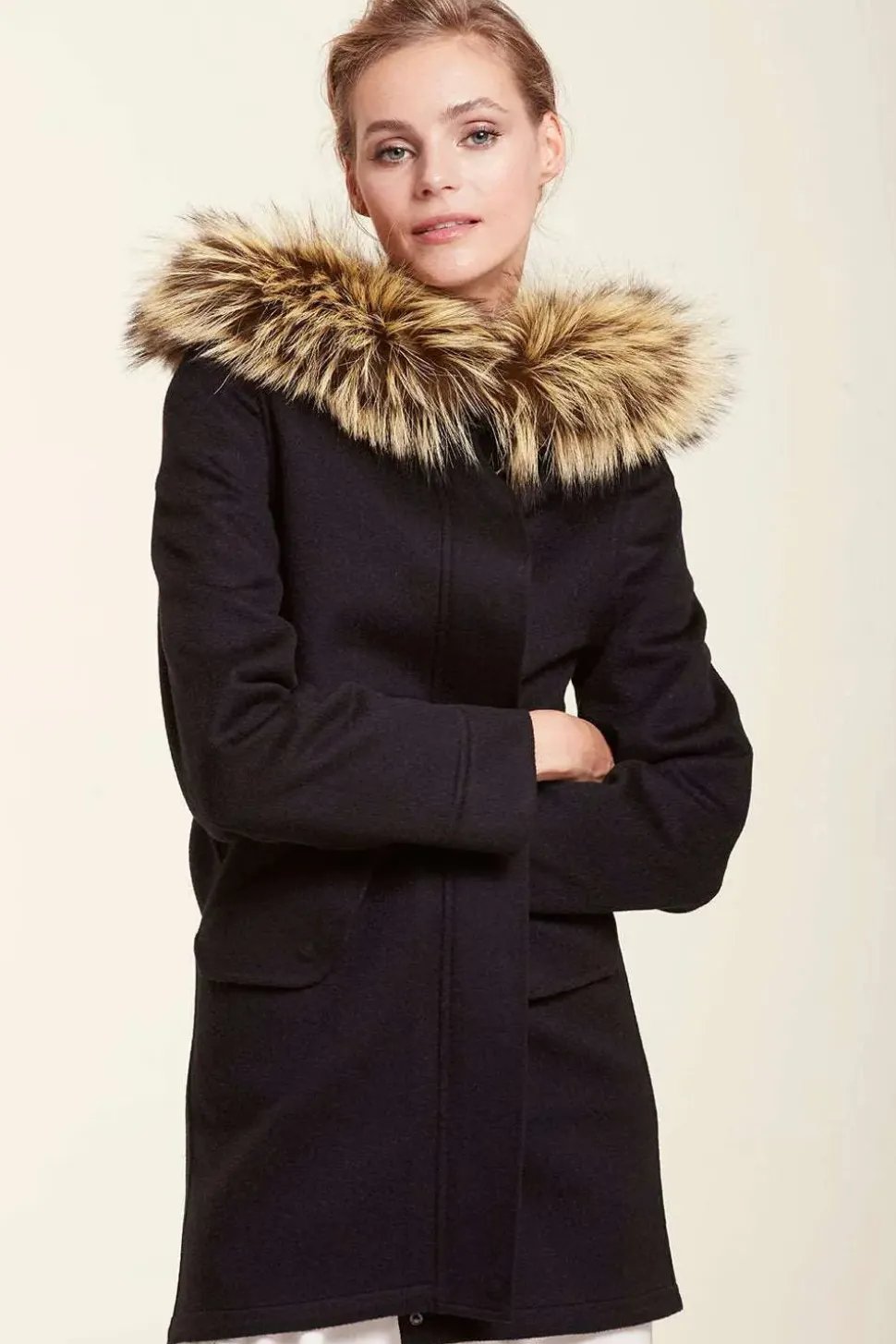Parka with fox fur hood