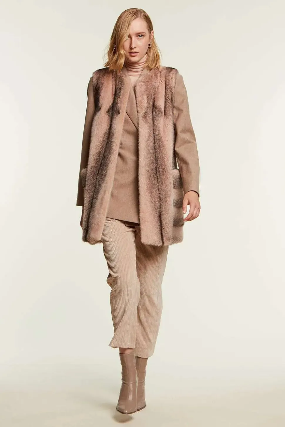 Pink mink vest