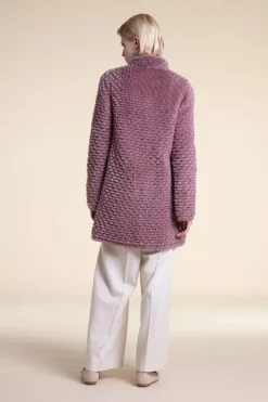 Pink sheared fur coat