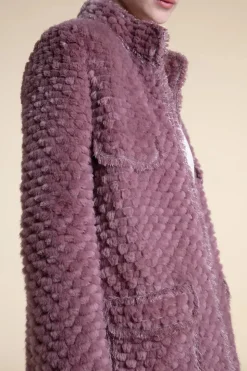 Pink sheared fur coat