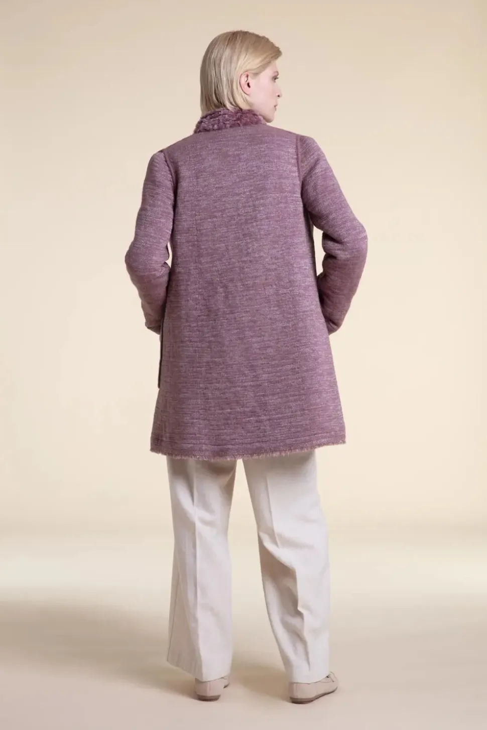 Pink sheared fur coat