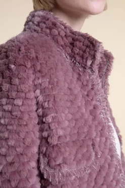 Pink sheared fur coat