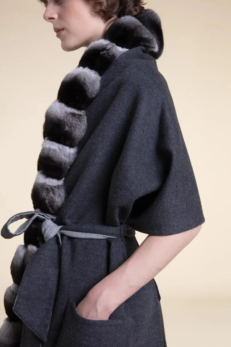 Real chinchilla shawl