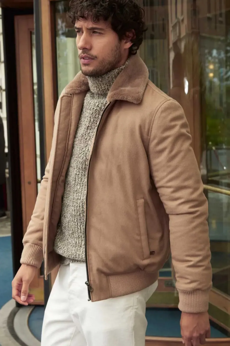 Real fur bomber jacket