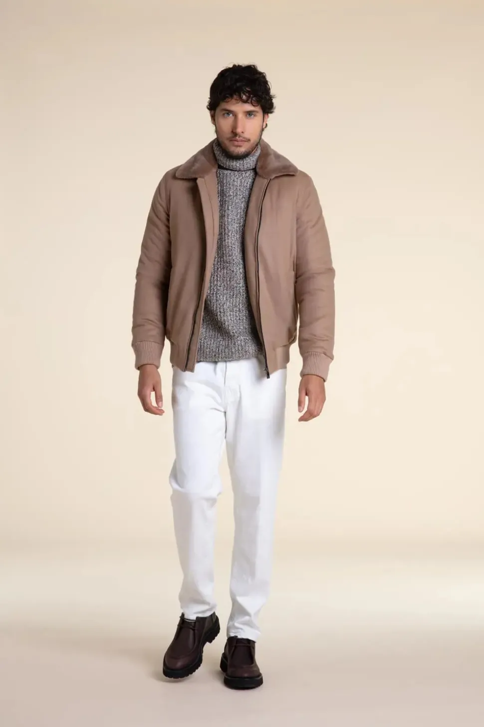 Real fur bomber jacket
