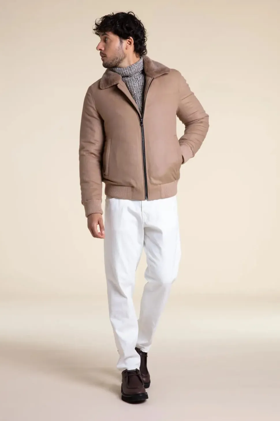 Real fur bomber jacket