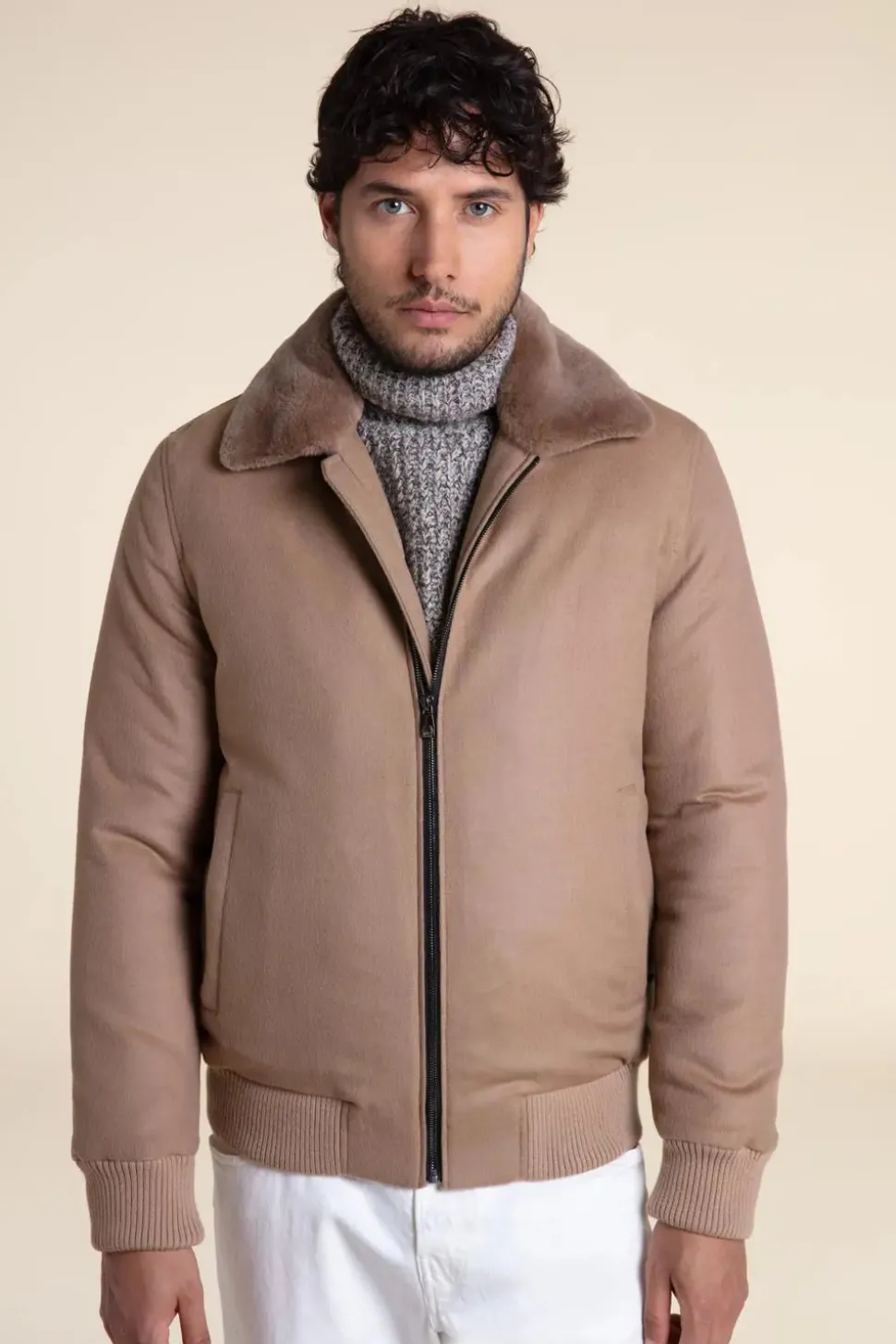 Real fur bomber jacket