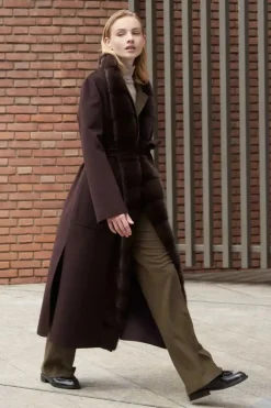 Real fur trim coat