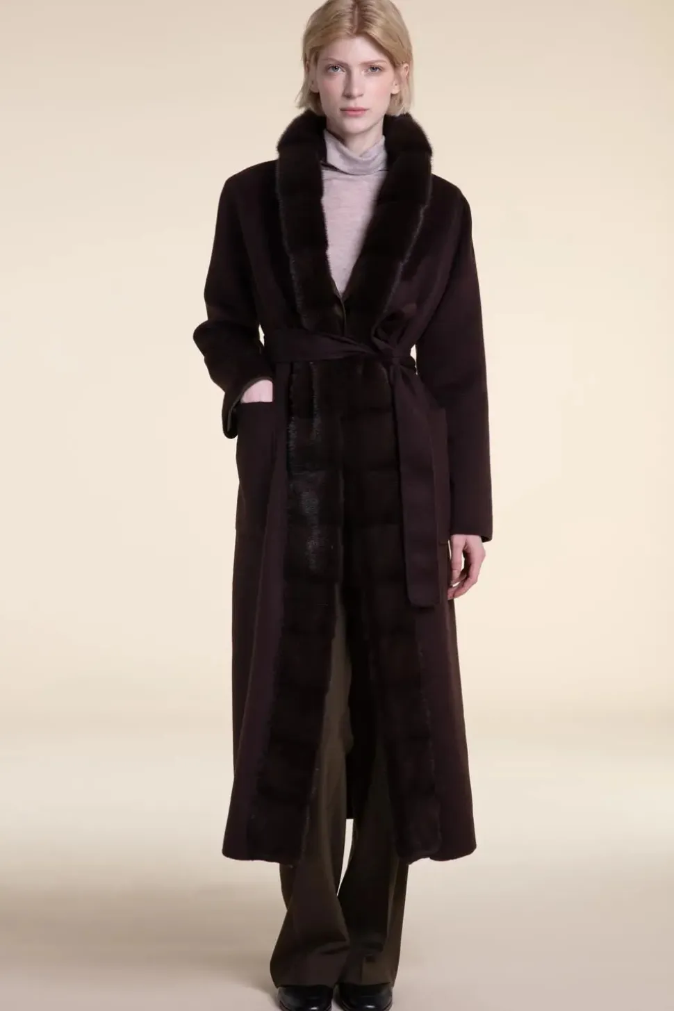 Real fur trim coat