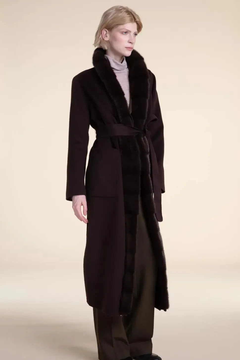 Real fur trim coat