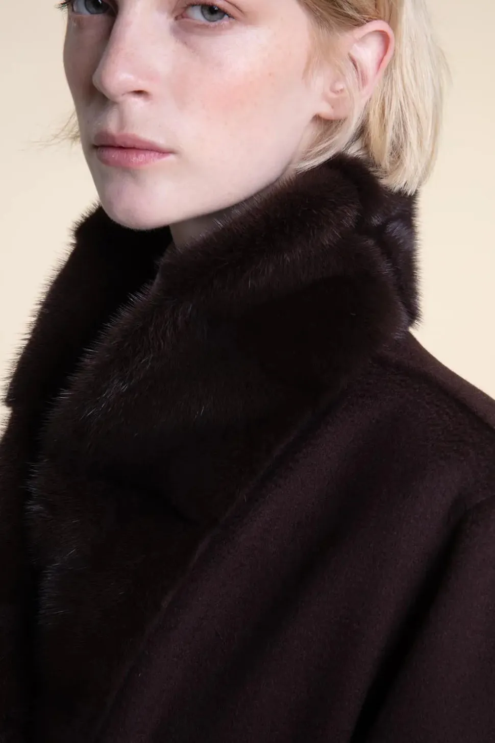 Real fur trim coat