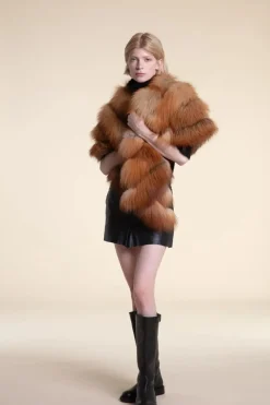 Red fox shawl women