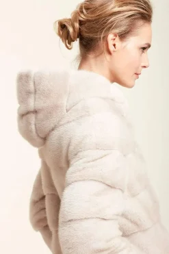 Reversible hooded mink jacket