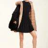 Reversible puffer jacket with fur trim hood