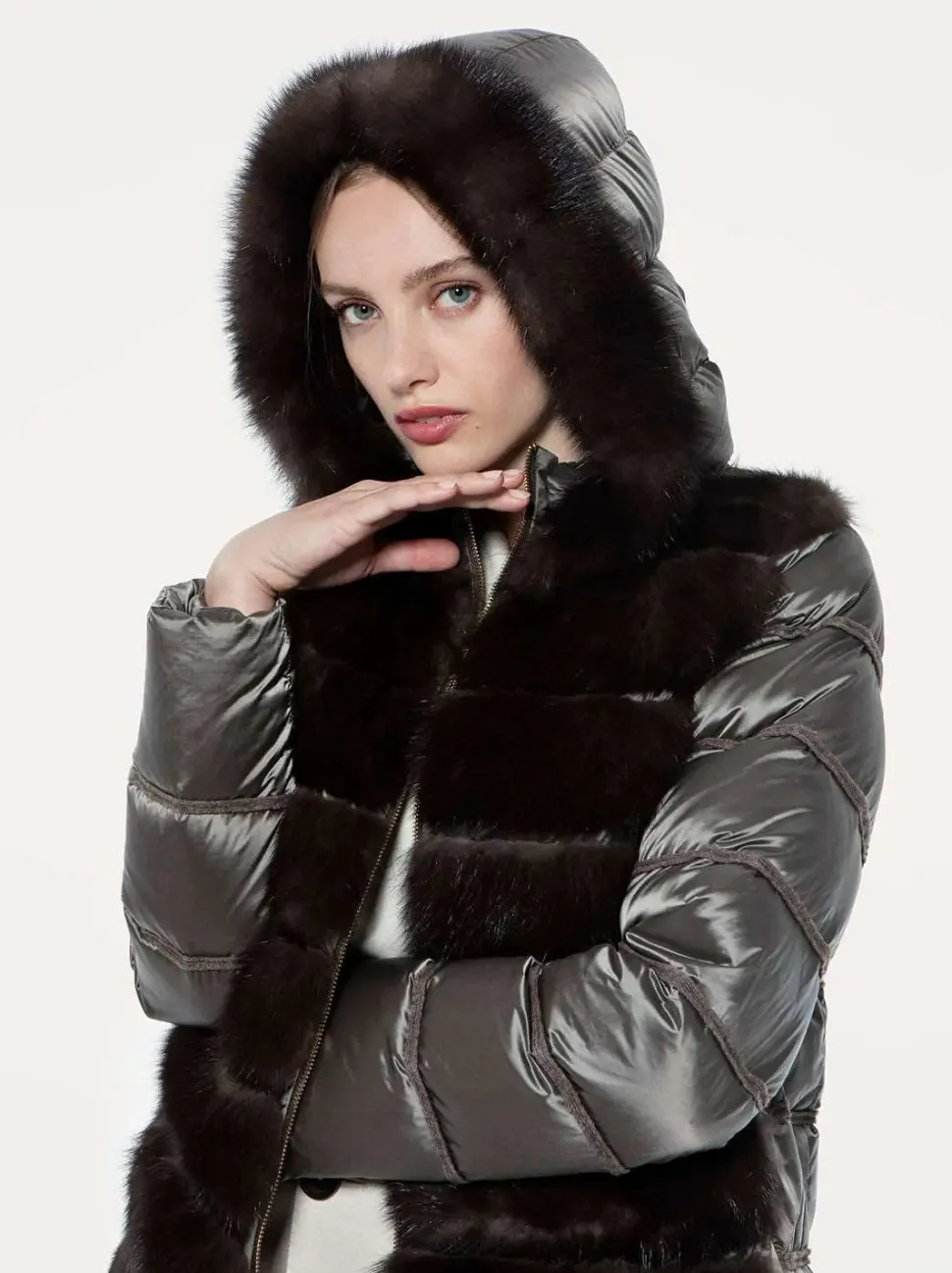 Sable down jacket with hood