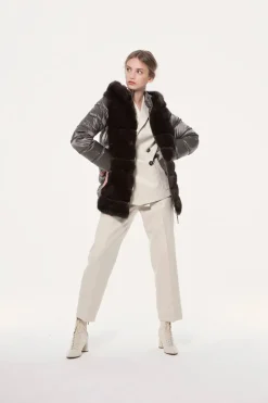 Sable down jacket with hood